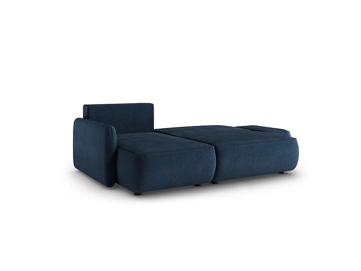 Canapé d'angle convertible 3 places réversible avec coffre en tissu bleu foncé ALESSIO