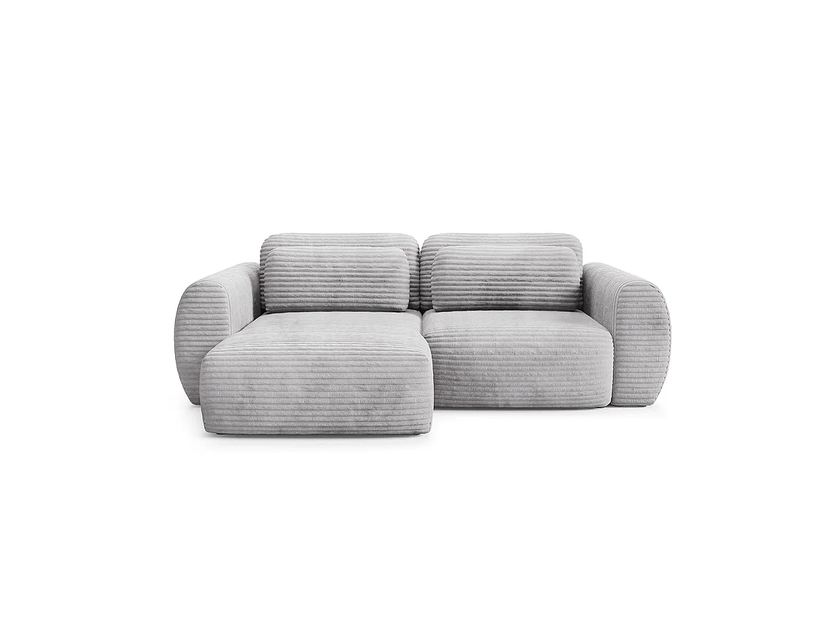 Canapé d'angle convertible 3 places réversible avec coffre en tissu gris clair