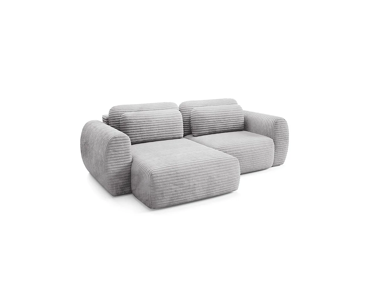 Canapé d'angle convertible 3 places réversible avec coffre en tissu gris clair