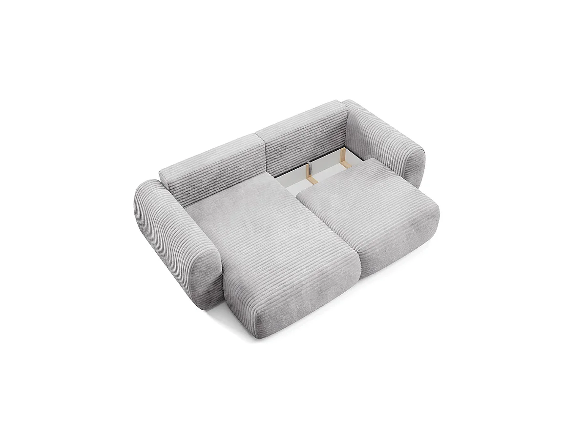 Canapé d'angle convertible 3 places réversible avec coffre en tissu gris clair