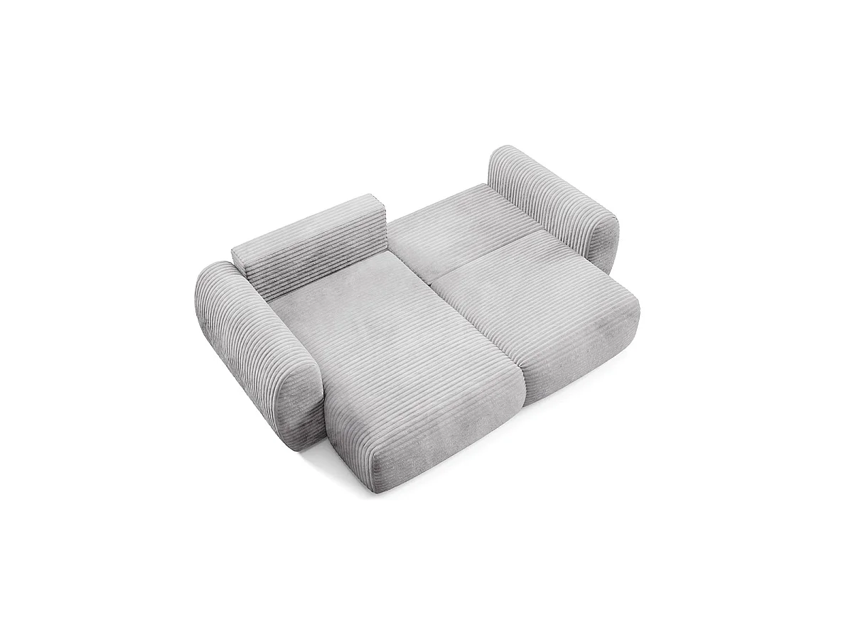 Canapé d'angle convertible 3 places réversible avec coffre en tissu gris clair