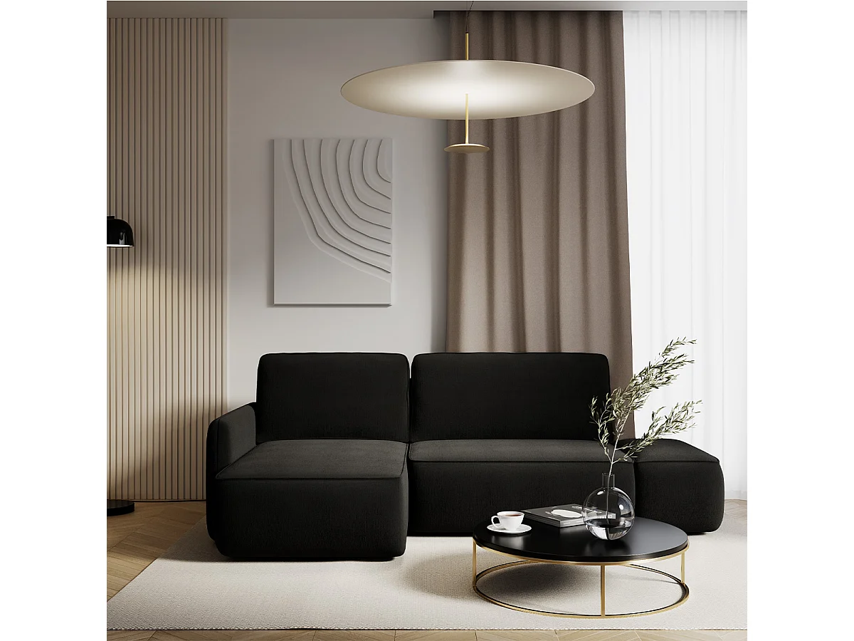 Canapé d'angle réversible et convertible 3 places avec coffre Alessio Noir