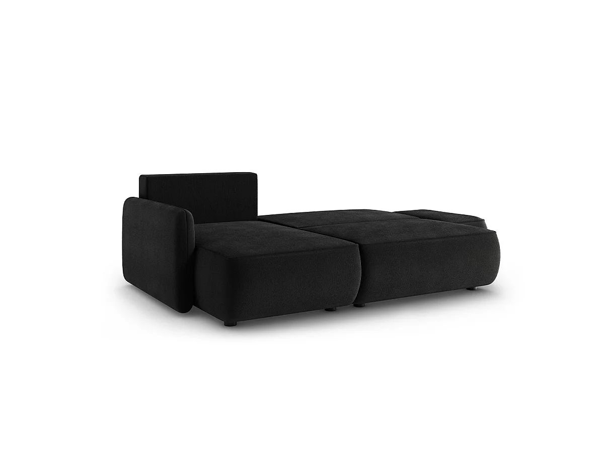 Canapé d'angle convertible 3 places réversible avec coffre en tissu noir ALESSIO