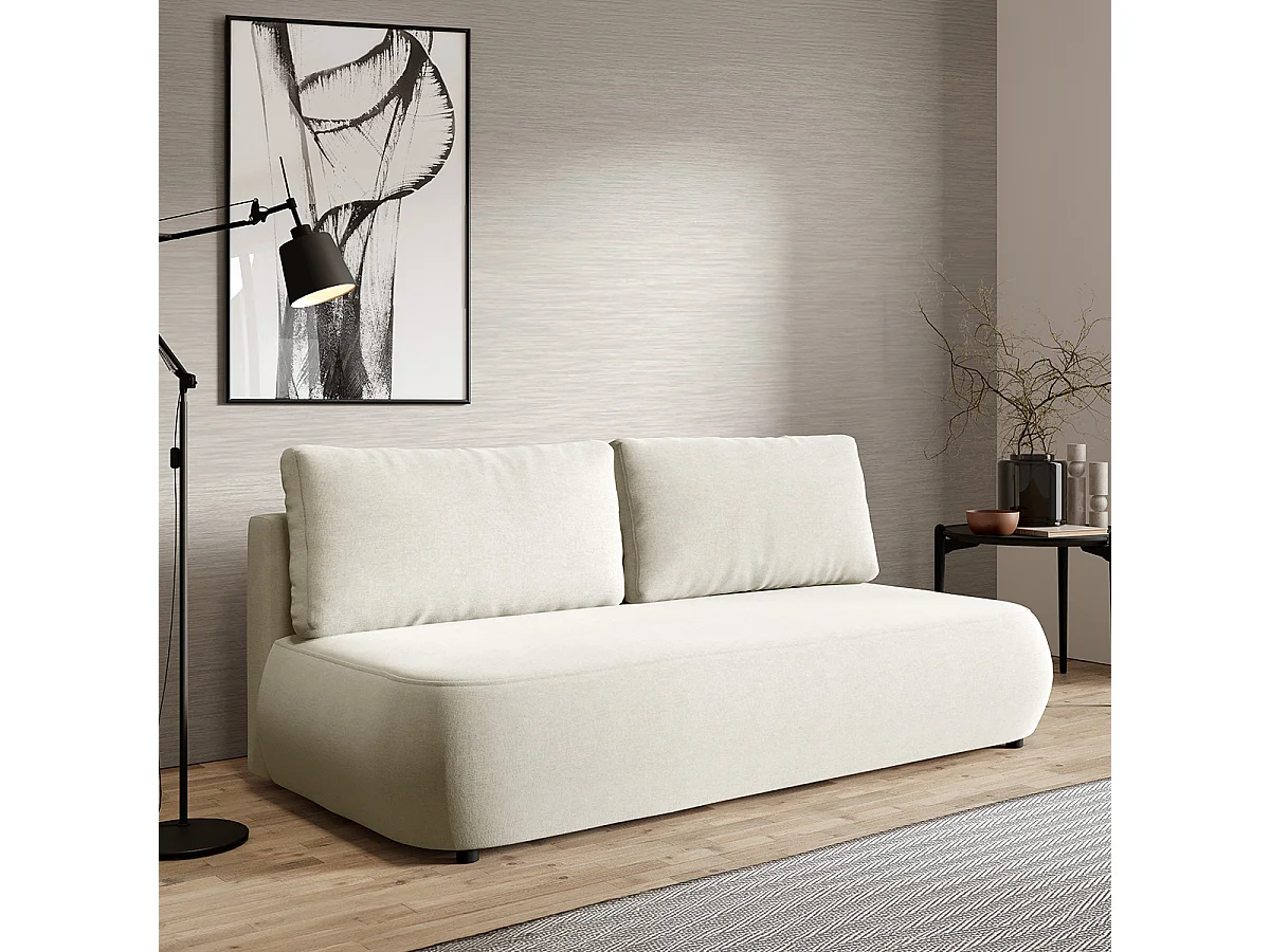 Canapé convertible 3 places avec coffre Antonio Blanc cassé