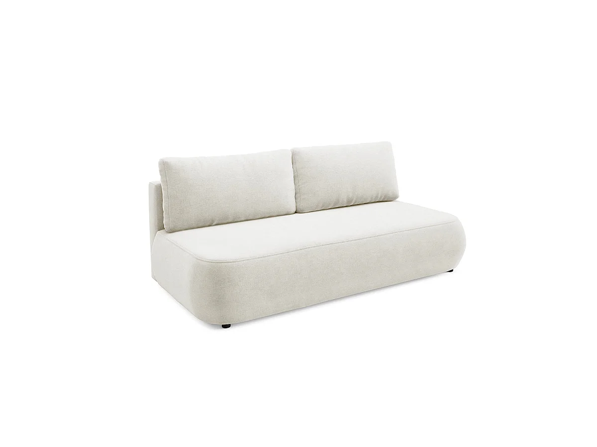 Canapé convertible 3 places avec coffre en tissu blanc ANTONIO