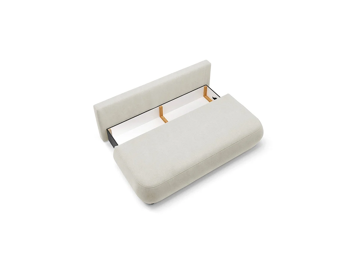 Canapé convertible 3 places avec coffre en tissu blanc ANTONIO