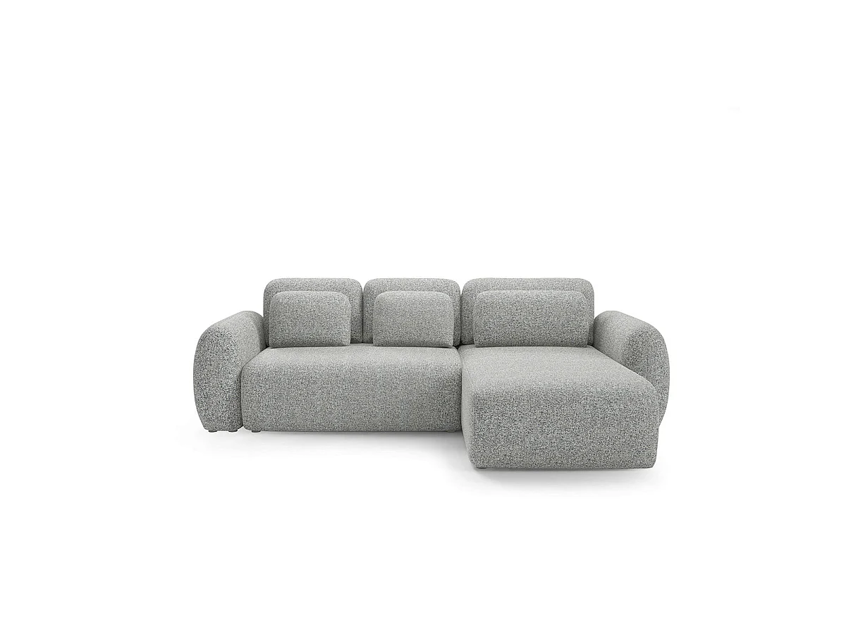 Canapé d'angle convertible 3 places réversible avec coffre en tissu gris CARMELA