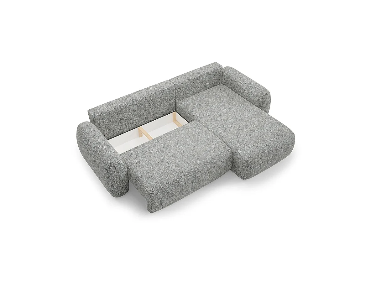 Canapé d'angle convertible 3 places réversible avec coffre en tissu gris CARMELA