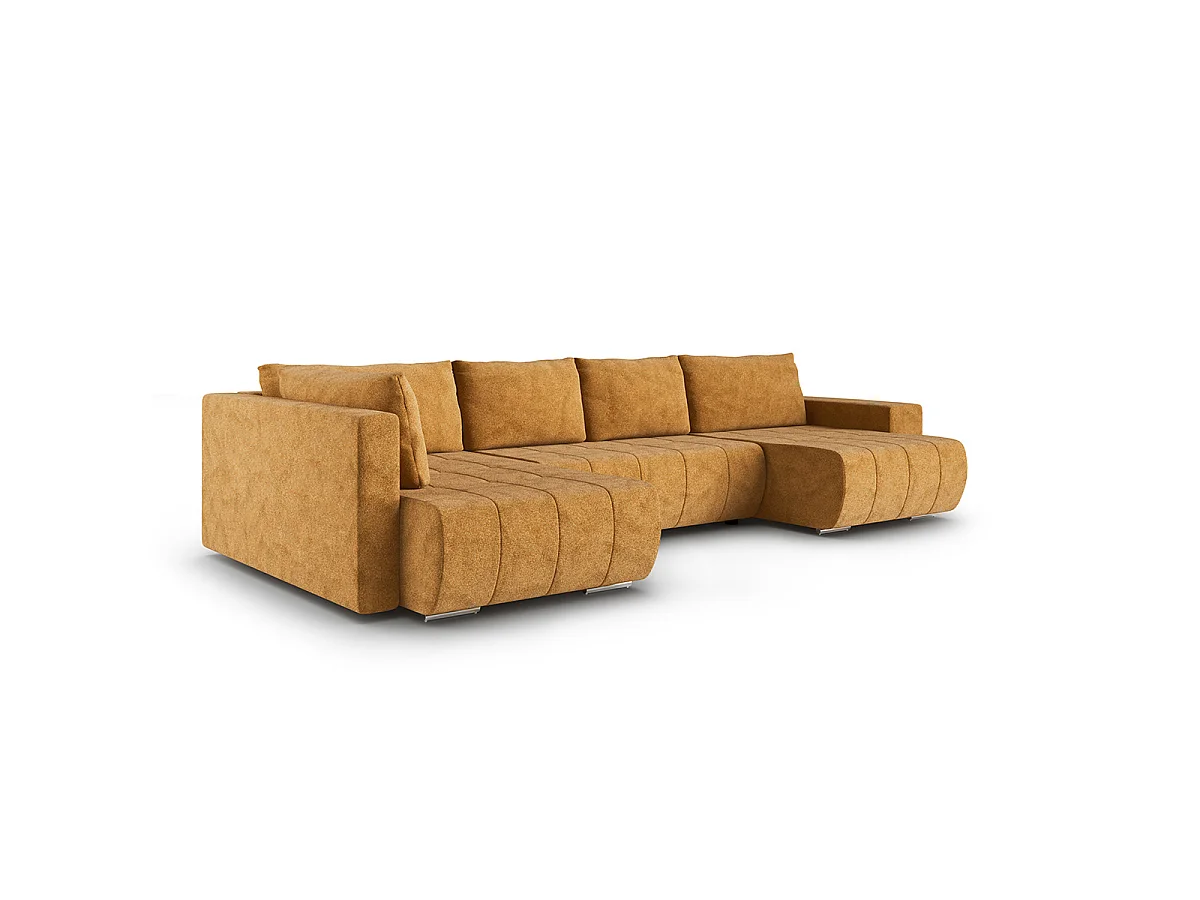 Canapé U 5 places convertible coffre Sergio Moutarde