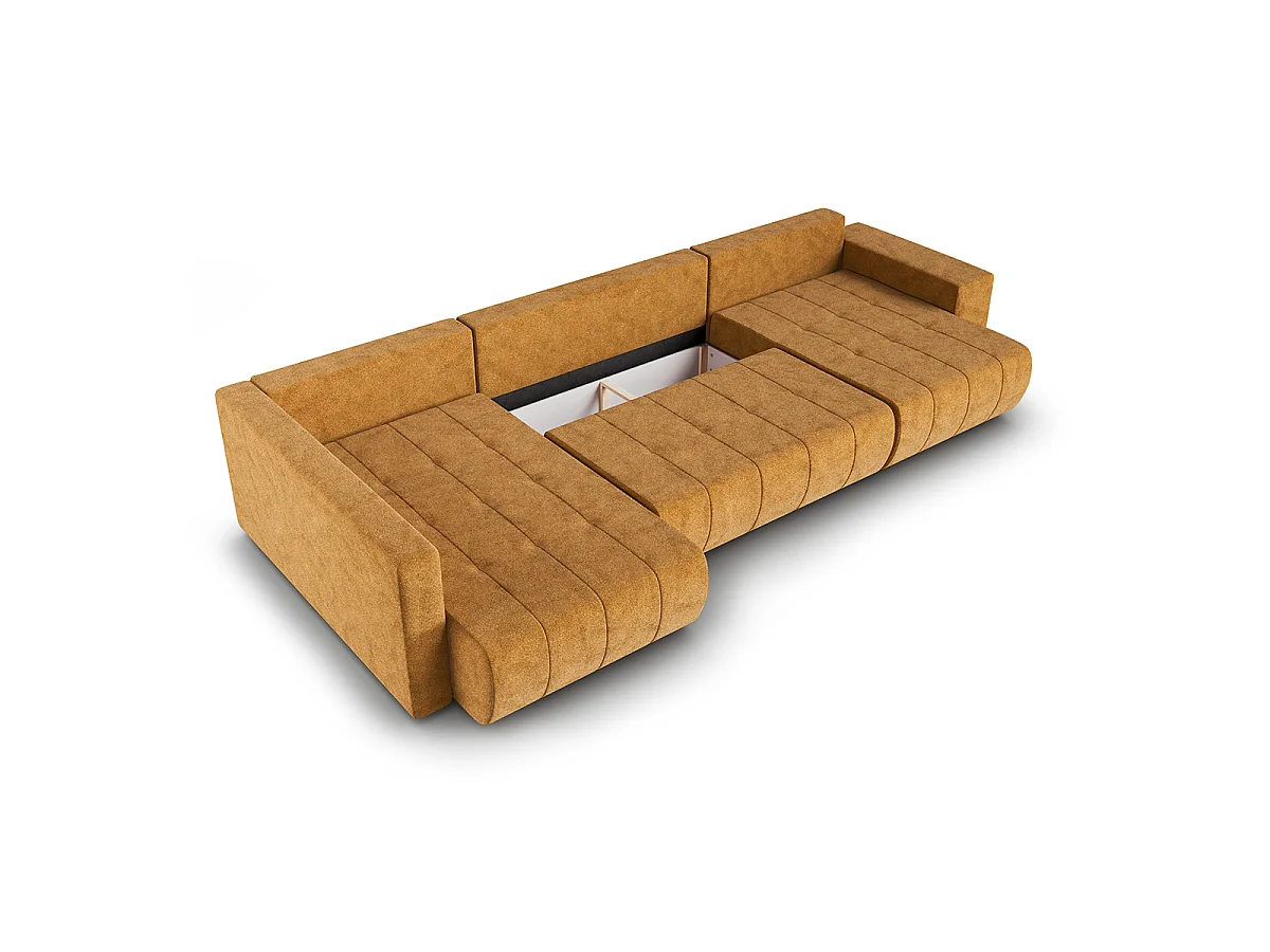 Canapé U 5 places convertible coffre Sergio Moutarde