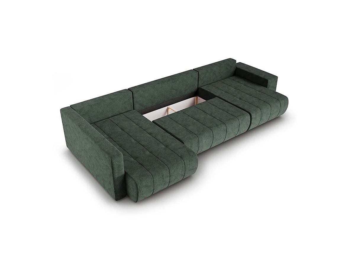 Canapé U 5 places convertible coffre Sergio Vert
