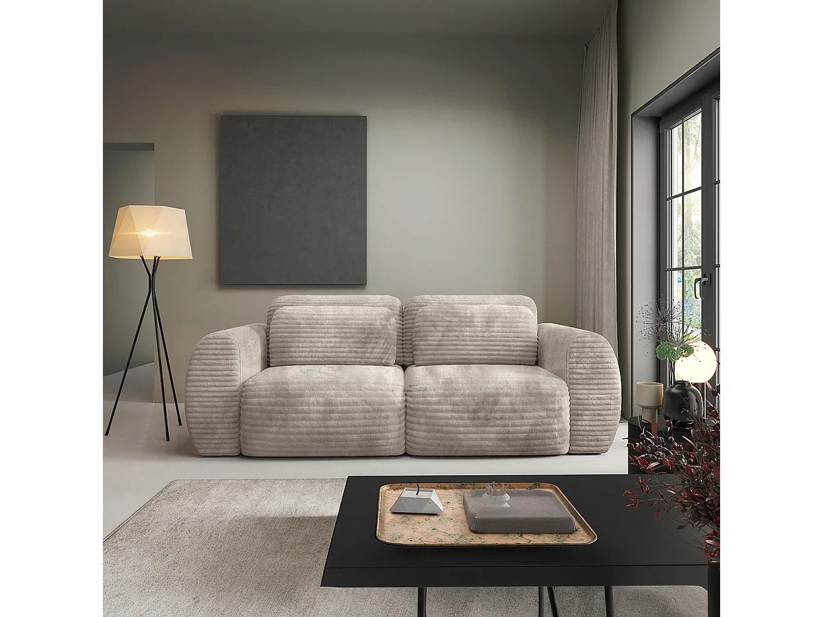 Canapé convertible 3 places avec coffre Camilla Taupe