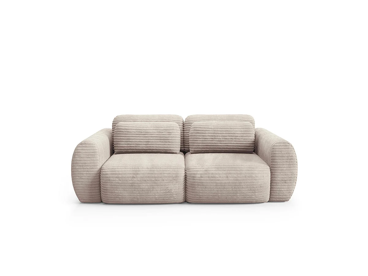 Canapé convertible 3 places avec coffre en tissu taupe CAMILLA