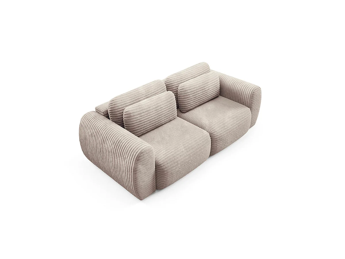 Canapé convertible 3 places avec coffre en tissu taupe CAMILLA