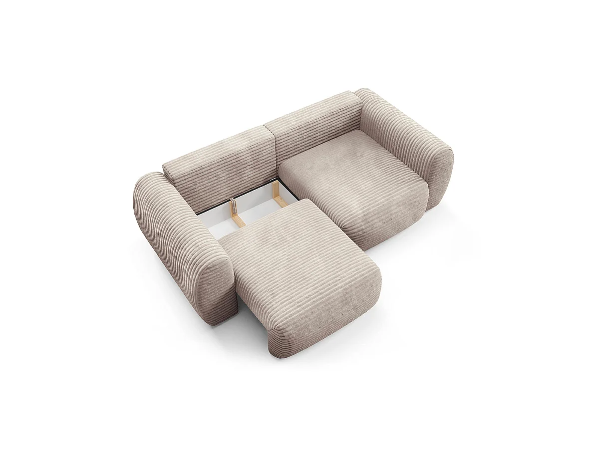 Canapé convertible 3 places avec coffre en tissu taupe CAMILLA