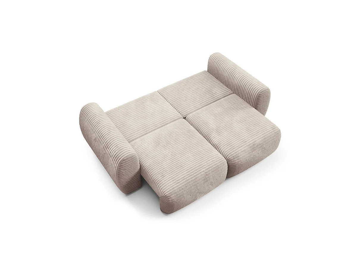 Canapé convertible 3 places avec coffre en tissu taupe CAMILLA