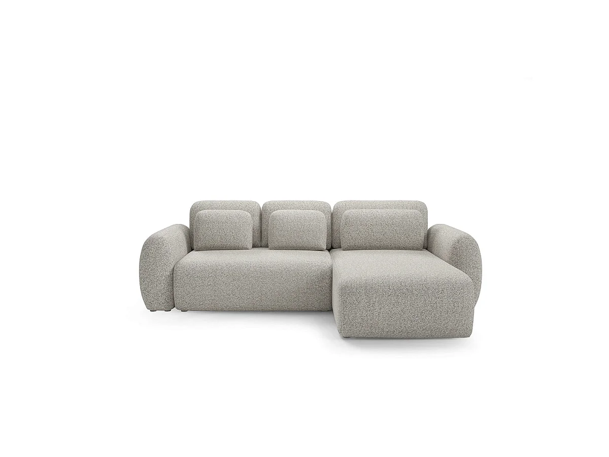 Canapé d'angle convertible 3 places réversible avec coffre en tissu gris clair CARMELA