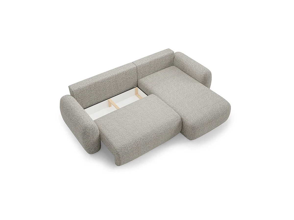 Canapé d'angle convertible 3 places réversible avec coffre en tissu gris clair CARMELA