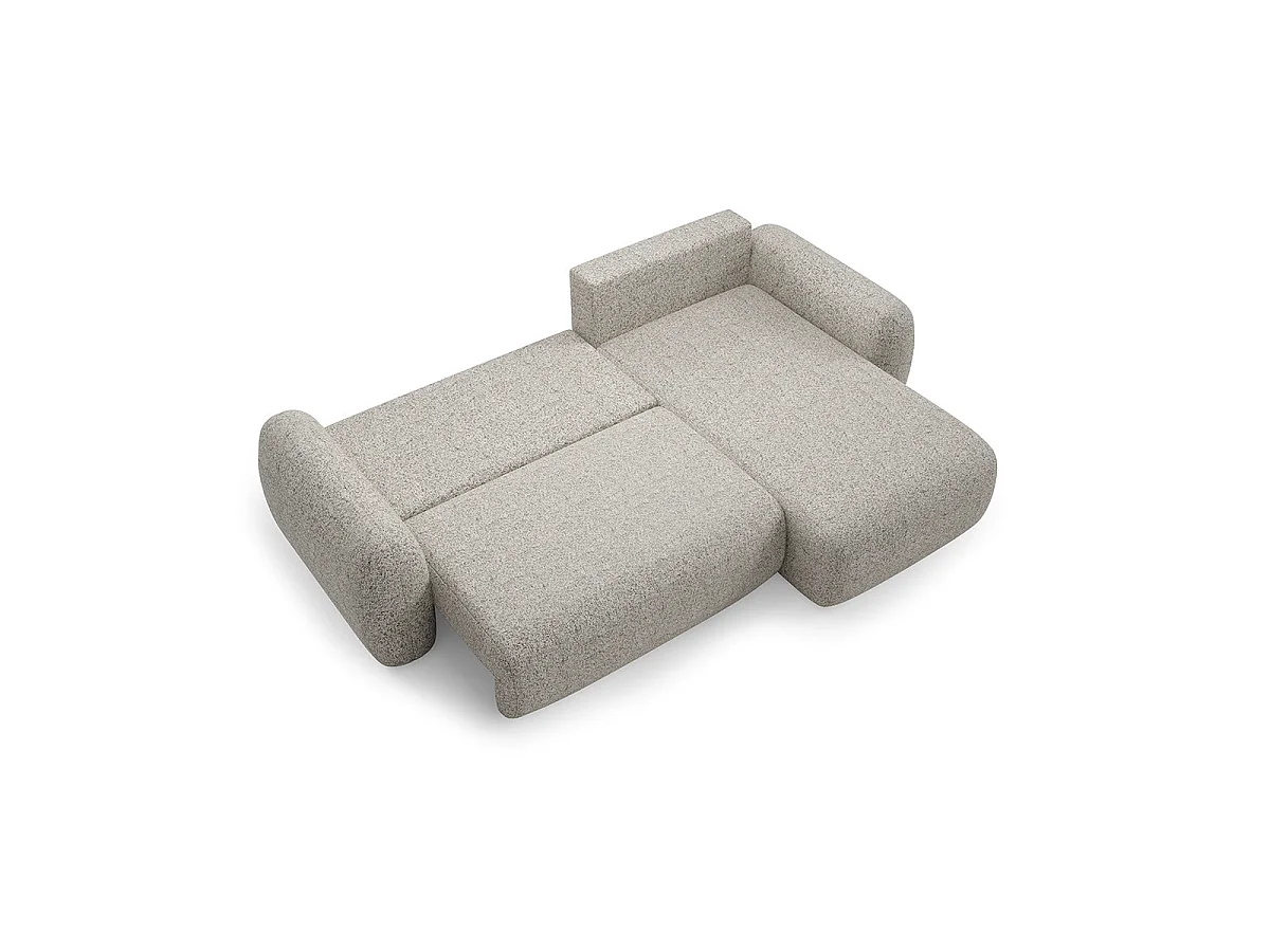 Canapé d'angle convertible 3 places réversible avec coffre en tissu gris clair CARMELA