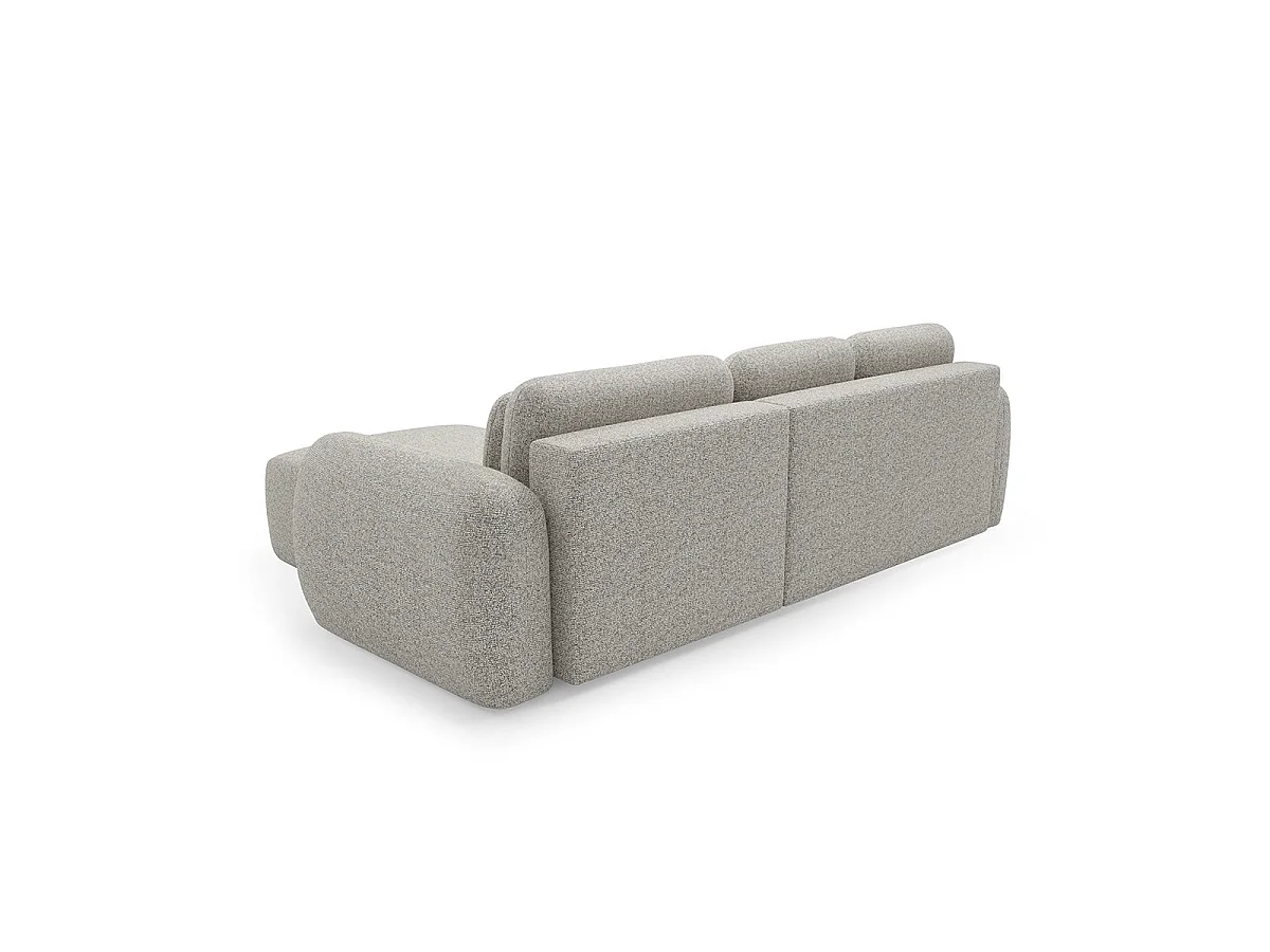 Canapé d'angle convertible 3 places réversible avec coffre en tissu gris clair CARMELA