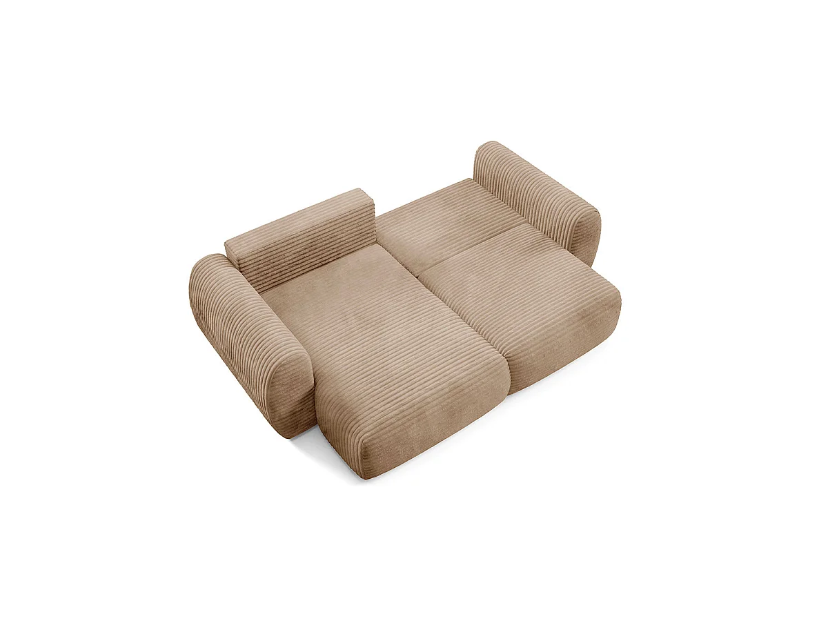 Canapé d'angle convertible 3 places réversible avec coffre en tissu beige