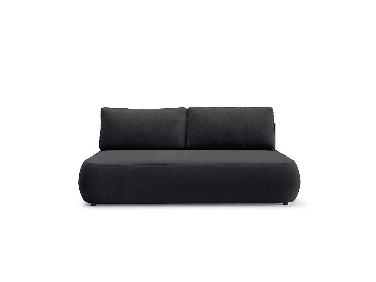 Canapé convertible 3 places avec coffre en tissu noir ANTONIO