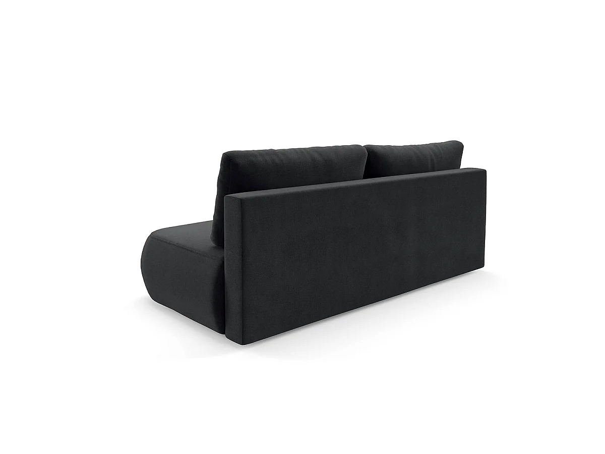 Canapé convertible 3 places avec coffre en tissu noir ANTONIO