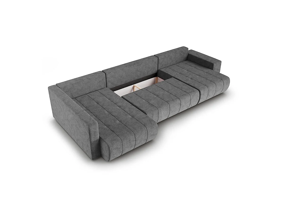 Canapé U 5 places convertible coffre Sergio Gris foncé