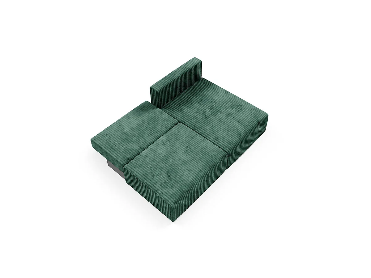 Canapé d'angle convertible 3 places réversible avec coffre en tissu vert sapin ANGEL