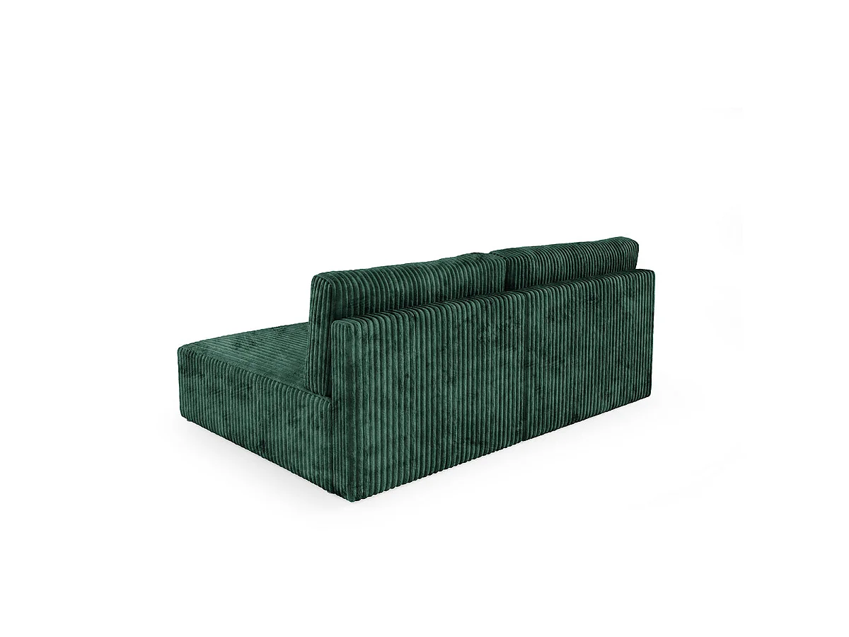 Canapé d'angle convertible 3 places réversible avec coffre en tissu vert sapin ANGEL