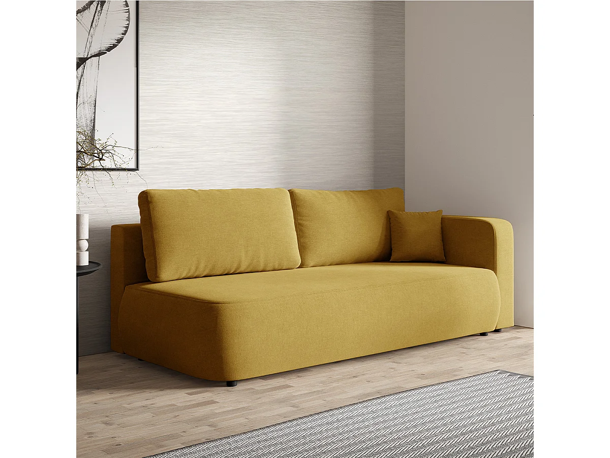 Canapé convertible 3 places avec coffre et accoudoir réversible Antonio Jaune