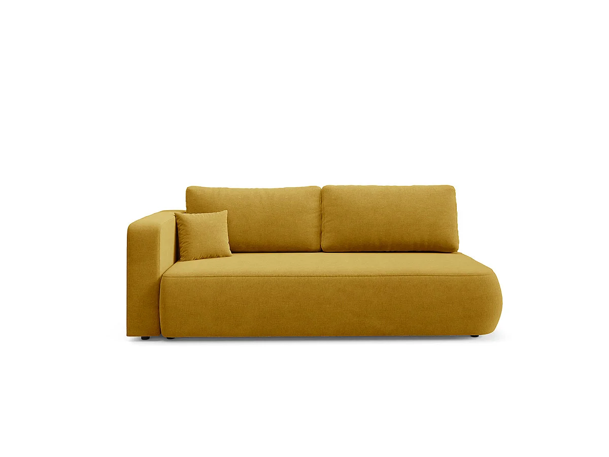 Canapé convertible 3 places réversible avec coffre en tissu jaune ANTONIO