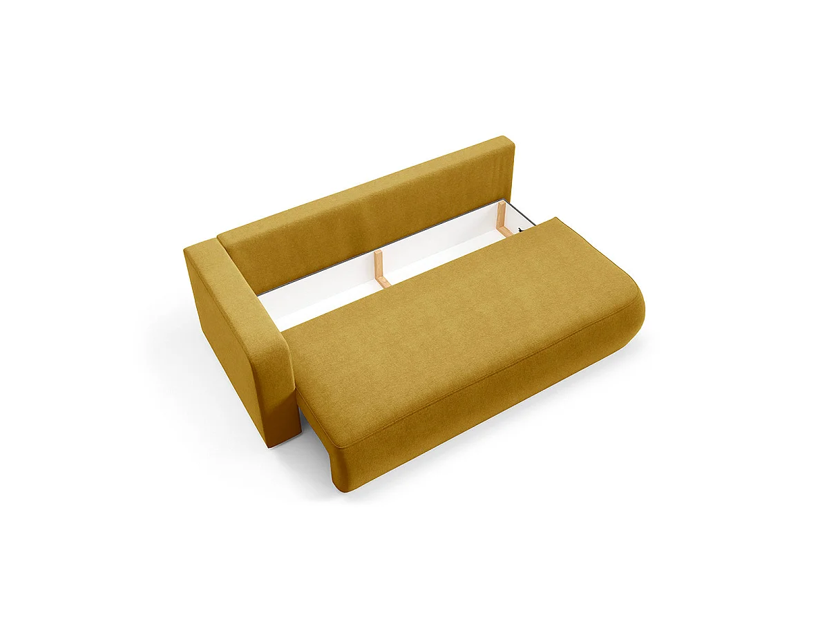 Canapé convertible 3 places réversible avec coffre en tissu jaune ANTONIO