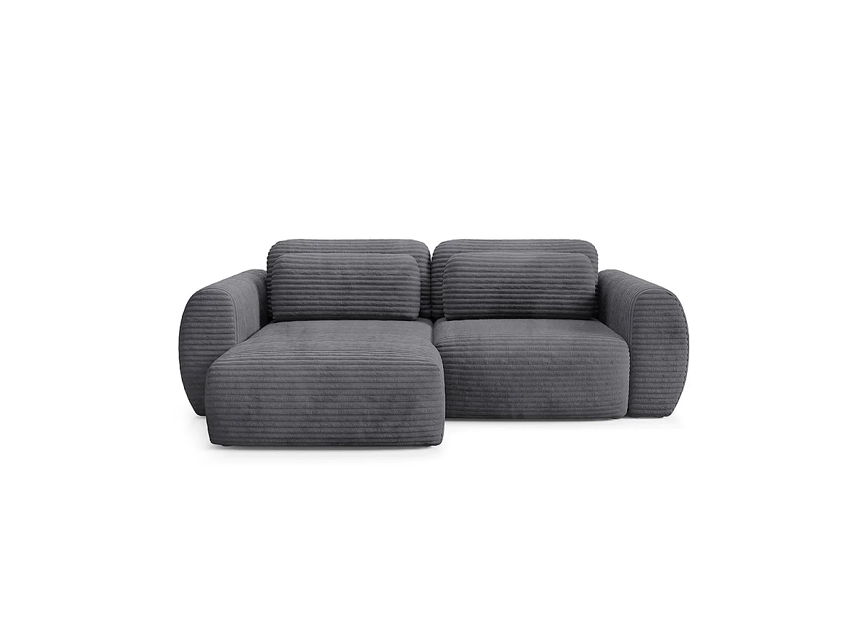 Canapé d'angle convertible 3 places réversible avec coffre en tissu gris foncé CAMILLA