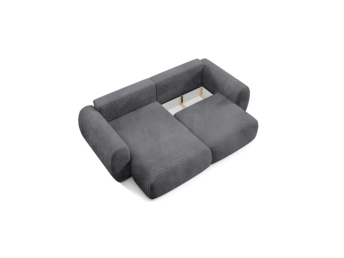 Canapé d'angle convertible 3 places réversible avec coffre en tissu gris foncé CAMILLA