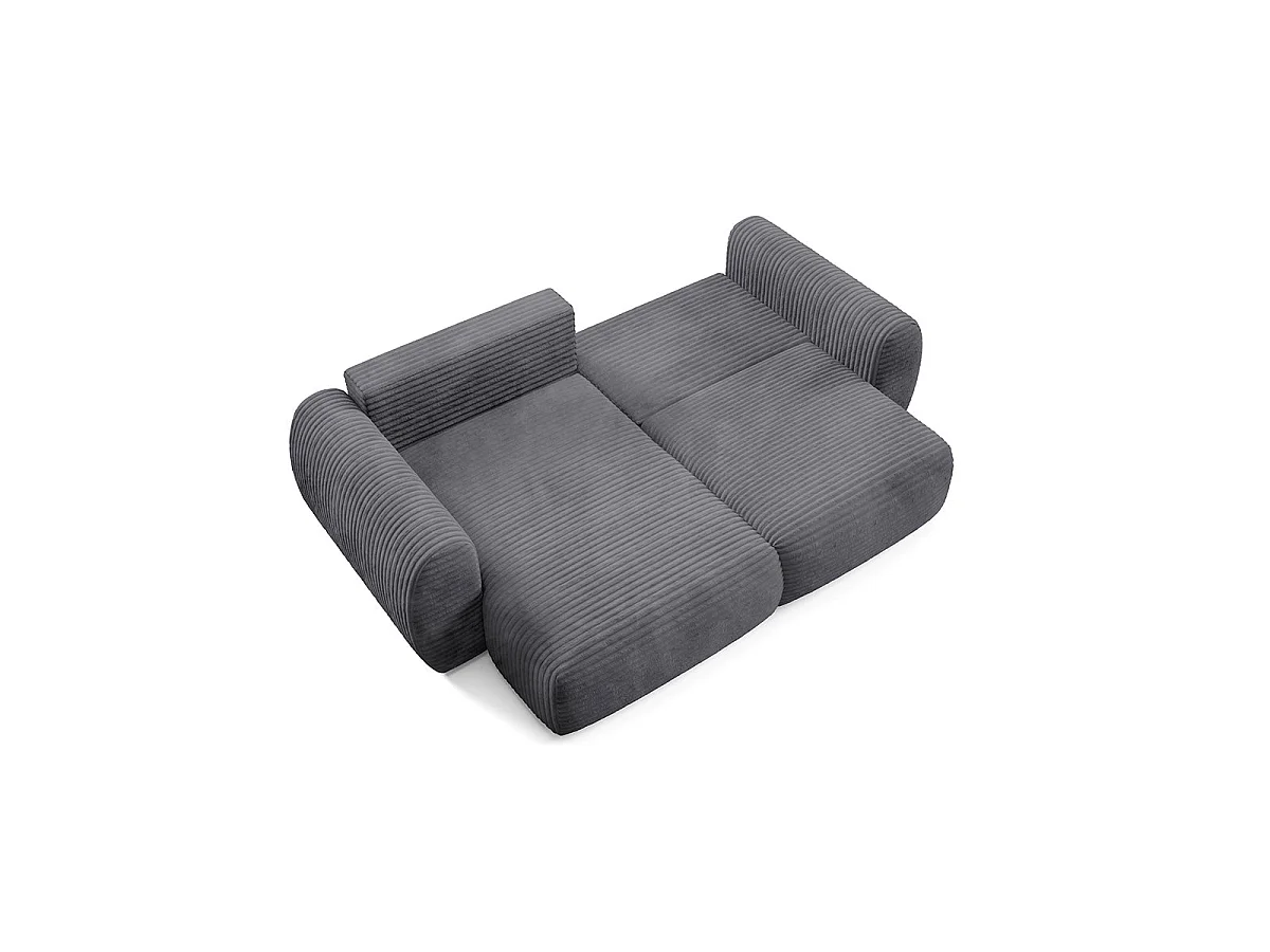 Canapé d'angle convertible 3 places réversible avec coffre en tissu gris foncé CAMILLA