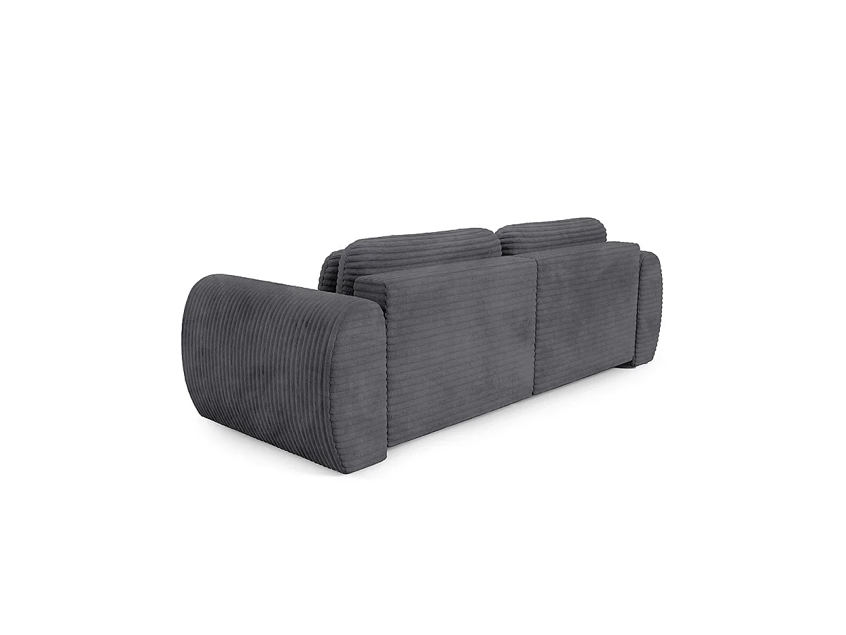 Canapé d'angle convertible 3 places réversible avec coffre en tissu gris foncé CAMILLA