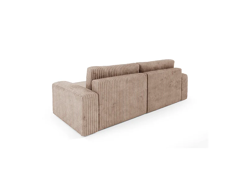 Canapé d'angle réversible et convertible 3 places avec coffre et accoudoirs Angela Marron clair