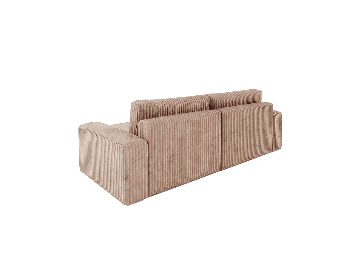 Canapé d'angle convertible 3 places réversible avec coffre en tissu marron ANGELA