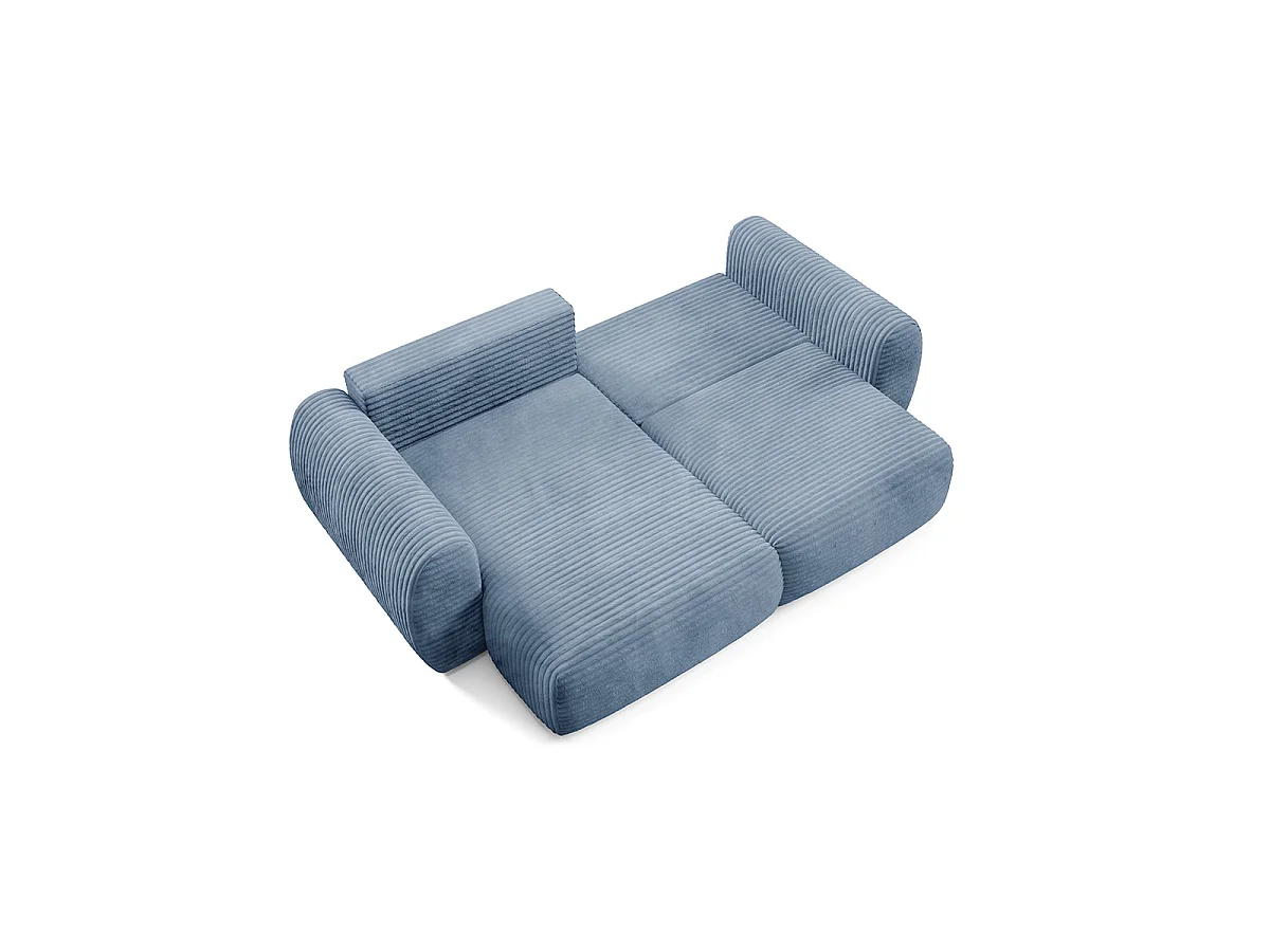 Canapé d'angle réversible et convertible 3 places avec coffre Camilla Bleu clair