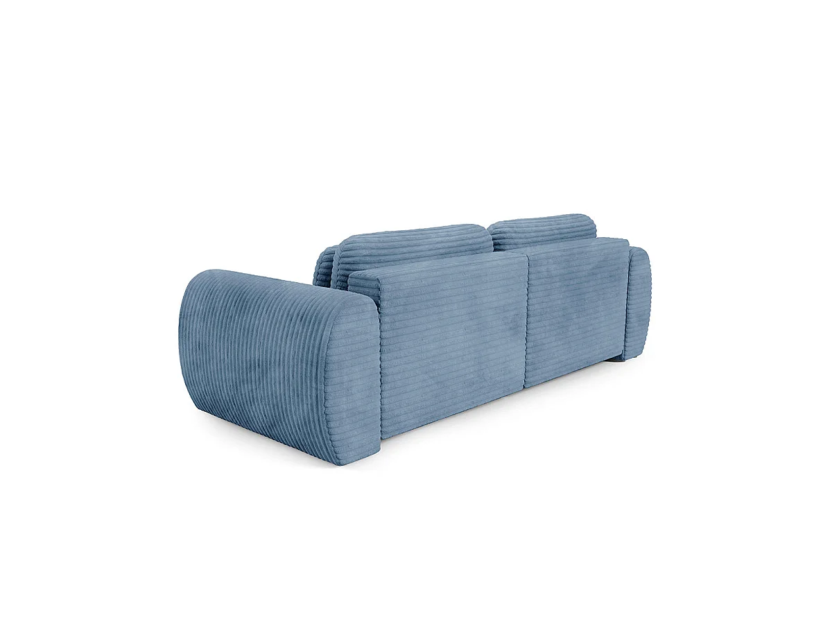 Canapé d'angle convertible 3 places réversible avec coffre en tissu bleu