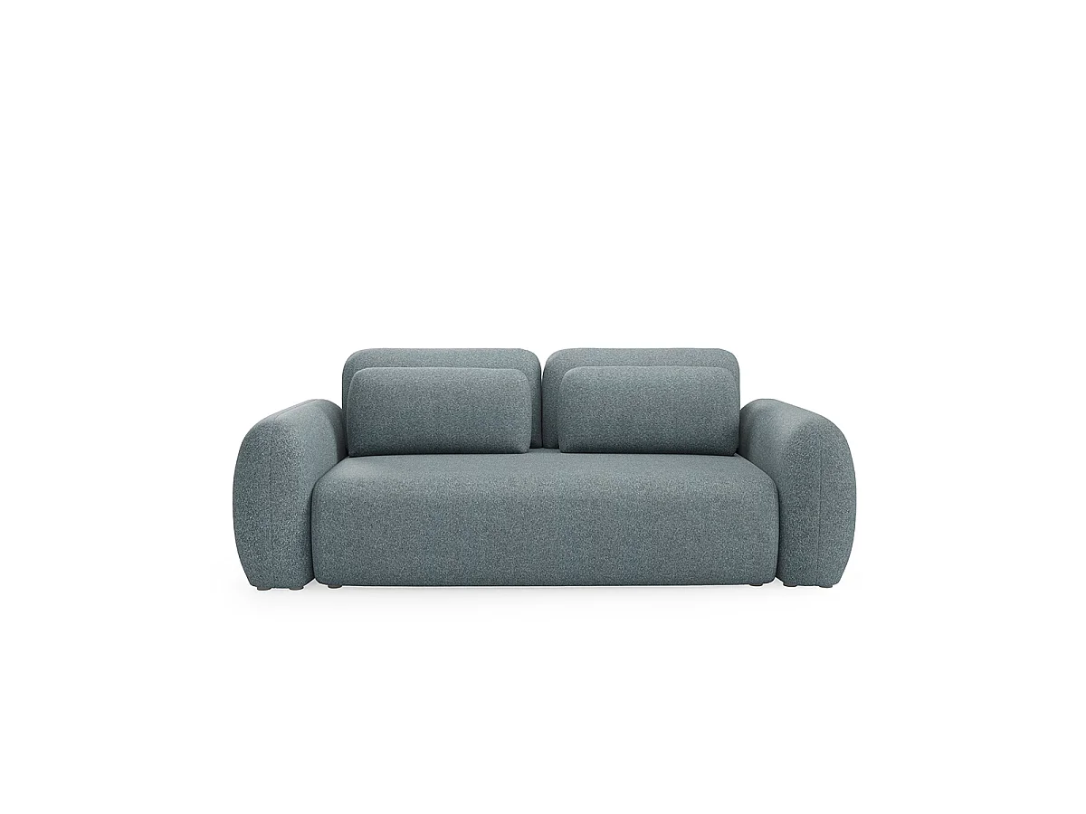 Canapé convertible 3 places avec coffre Carmela Bleu