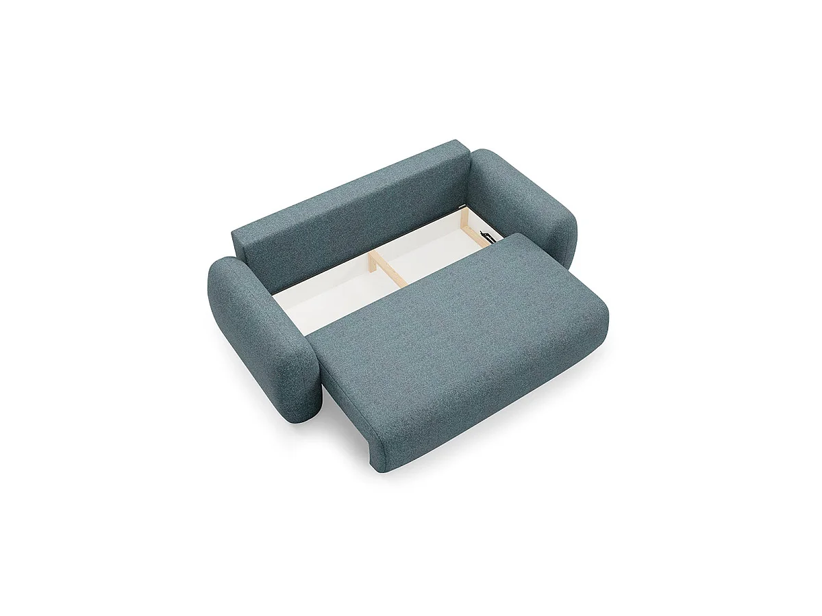 Canapé convertible 3 places avec coffre en tissu bleu CARMELA