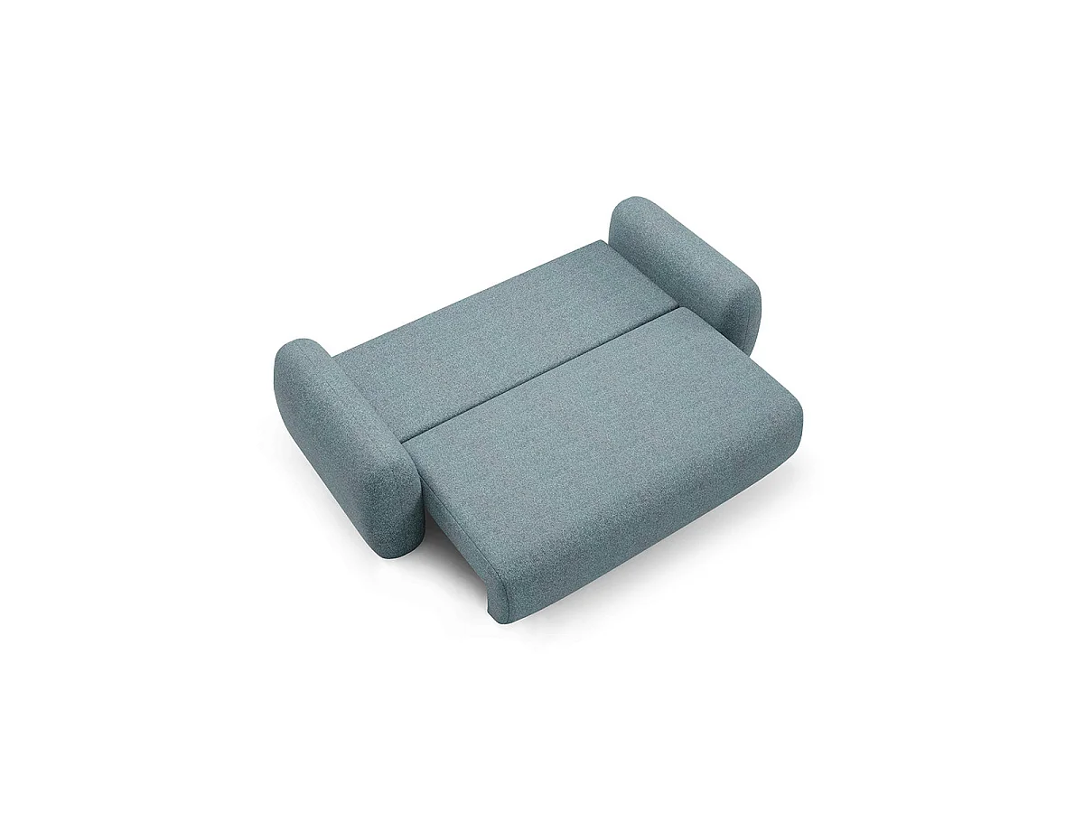 Canapé convertible 3 places avec coffre en tissu bleu CARMELA