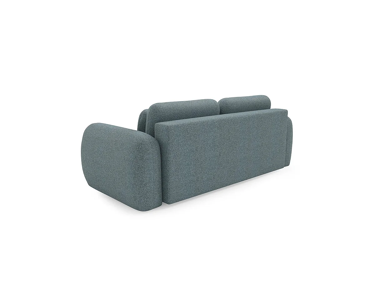 Canapé convertible 3 places avec coffre en tissu bleu CARMELA