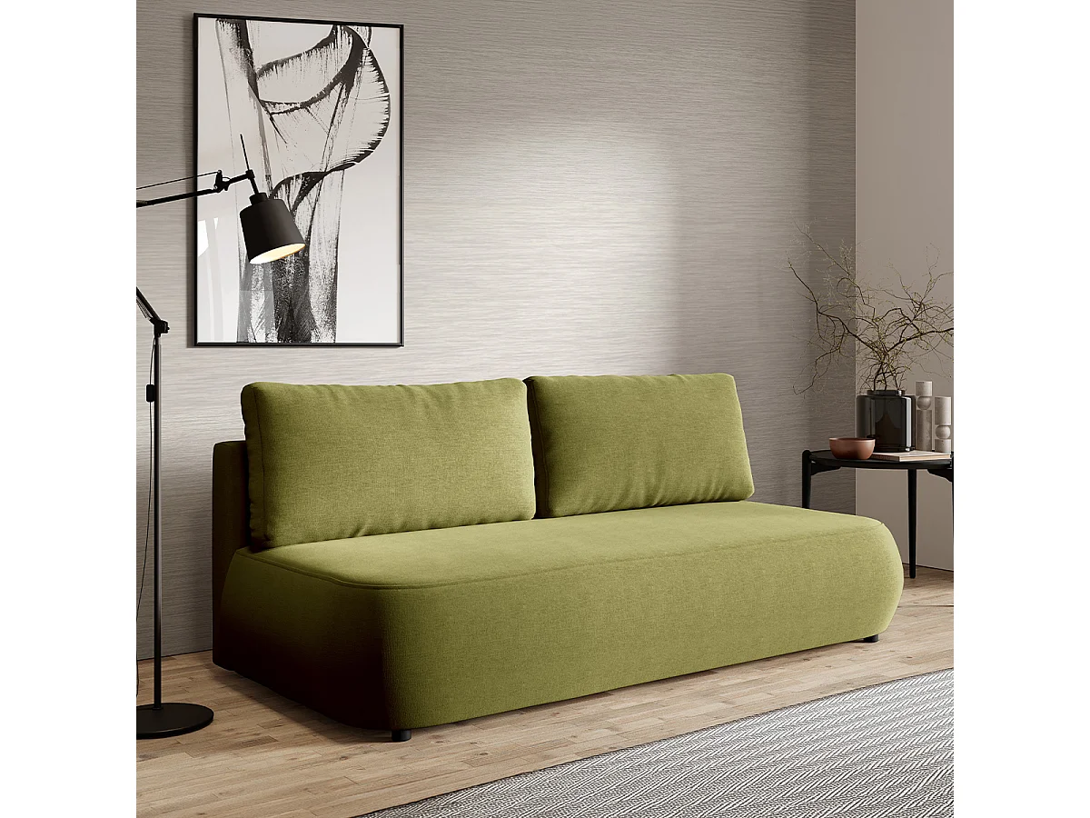 Canapé convertible 3 places avec coffre Antonio Vert