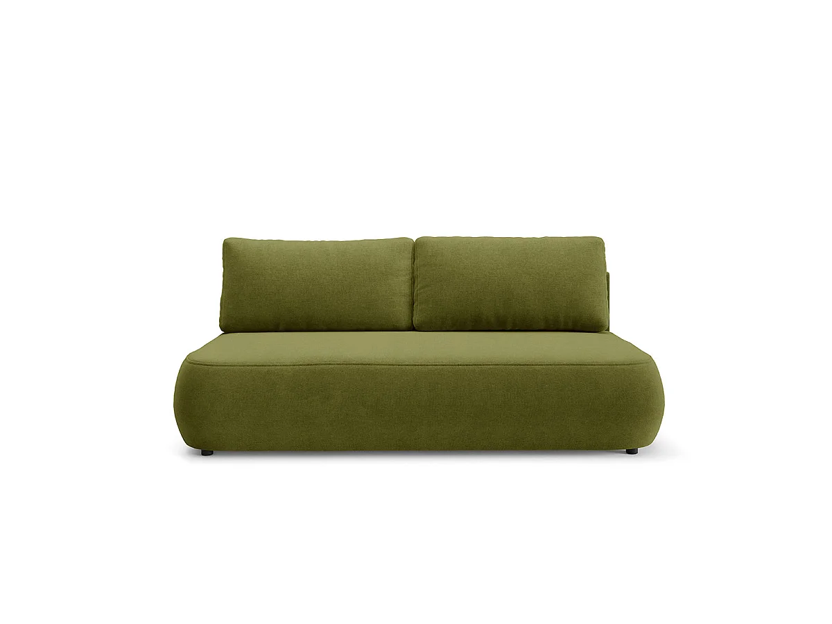 Canapé convertible 3 places avec coffre en tissu vert ANTONIO