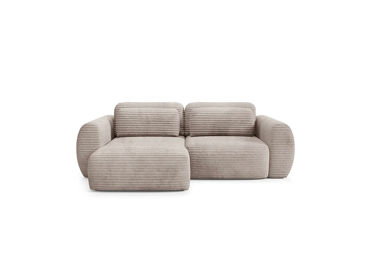 Canapé d'angle convertible 3 places réversible avec coffre en tissu taupe CAMILLA