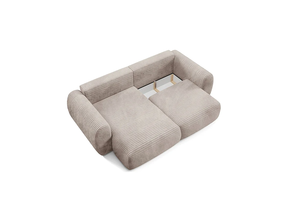 Canapé d'angle convertible 3 places réversible avec coffre en tissu taupe CAMILLA