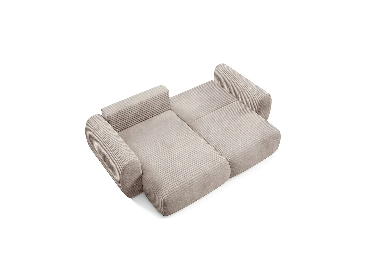 Canapé d'angle convertible 3 places réversible avec coffre en tissu taupe CAMILLA